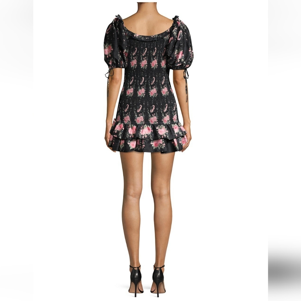 LOVESHACKFANCY puff sleeve smocked floral mini dress XS - Picture 6 of 9
